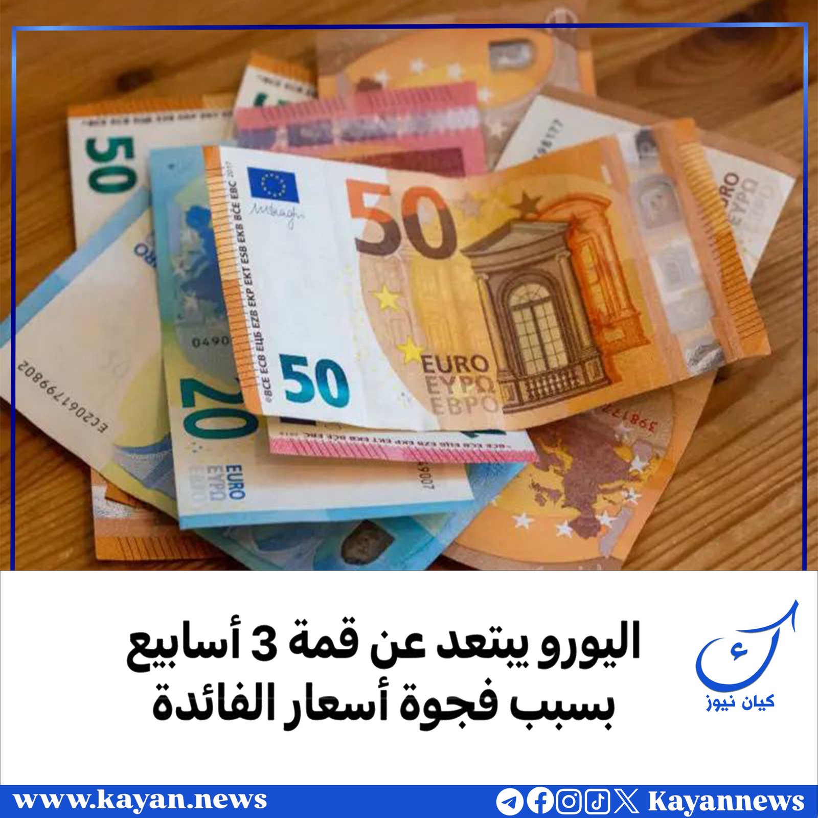 اليورو يبتعد عن قمة 3 أسابيع بسبب فجوة أسعار الفائدة