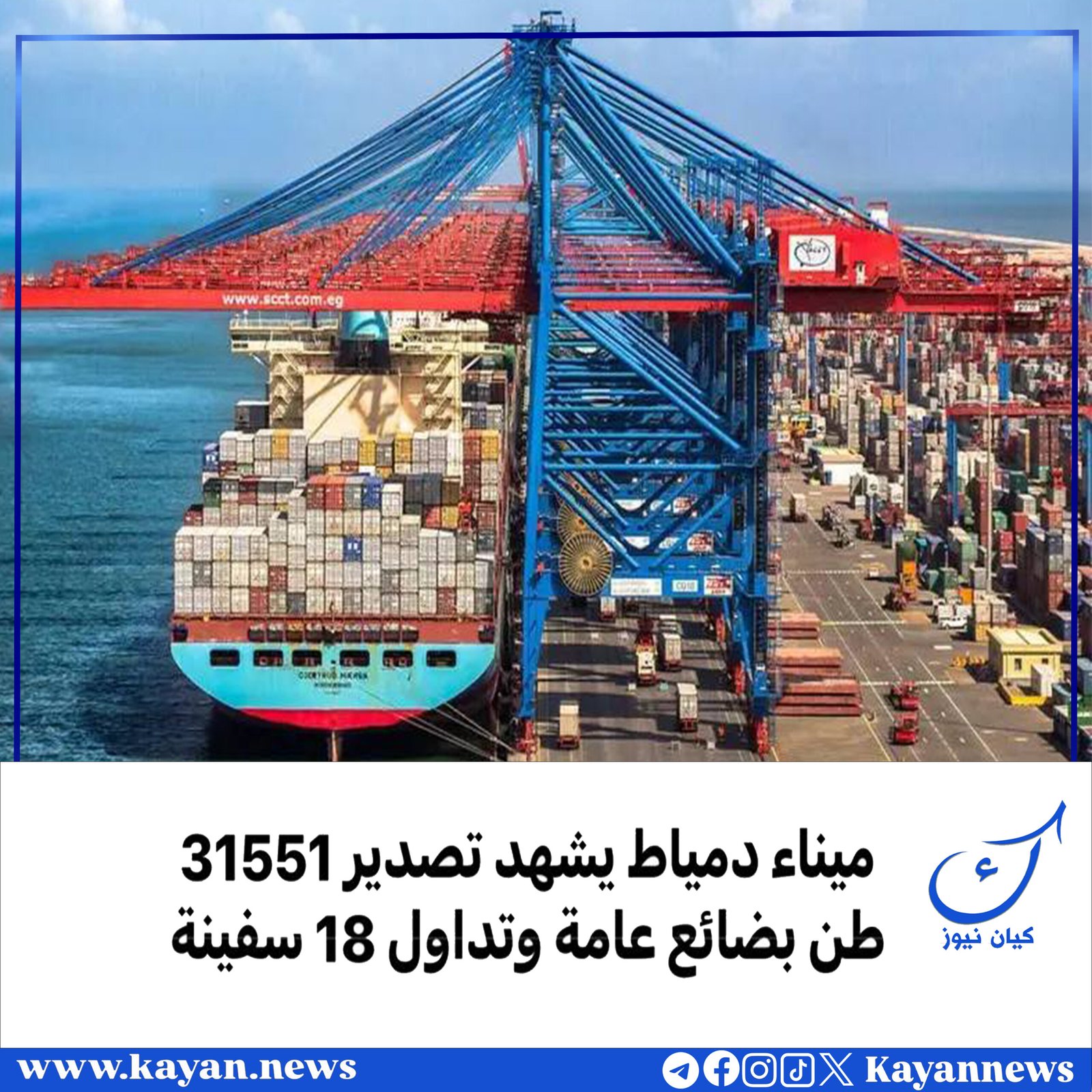 ميناء دمياط يشهد تصدير 31551 طن بضائع عامة وتداول 18 سفينة