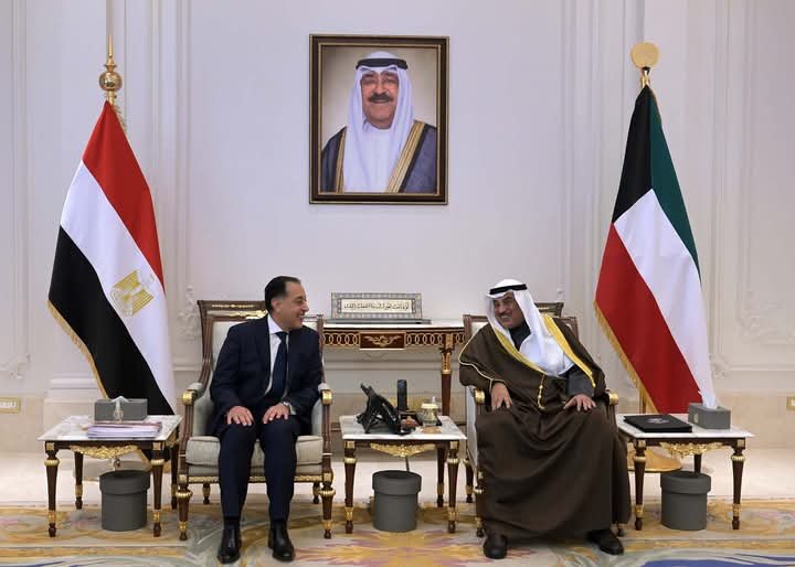 ولي عهد الكويت يستقبل رئيس الوزراء المصري لبحث التعاون المشترك وإعادة إعمار غزة